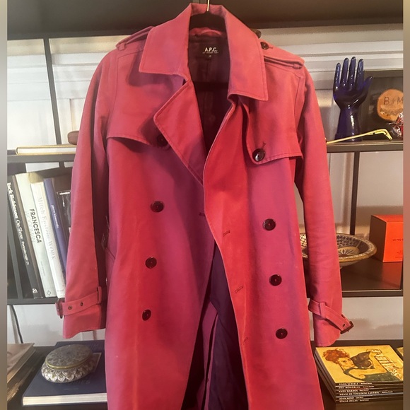 APC burgundy trench coat Sz 38 - Picture 2 of 5